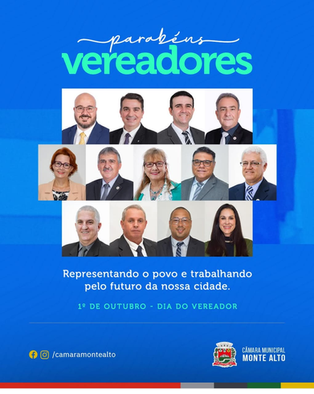 1º de outubro é celebrado o Dia do Vereador. O objetivo é destacar a importância dos parlamentares municipais de todo o Brasil.
