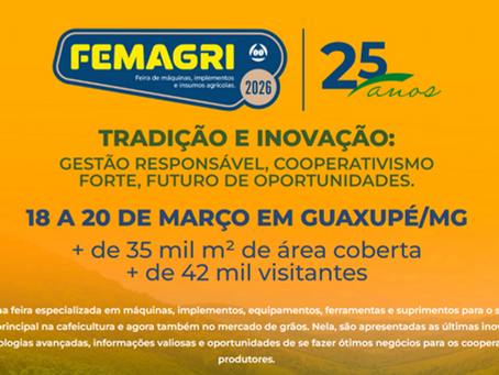 18 a 20 de Março em Guaxupé/MG+ de 35 mil m² de área coberta+ de 42 mil visitantesTrata-se de uma feira especializada em máquinas, implementos, equipamentos, ferramentas e suprimentos para o set