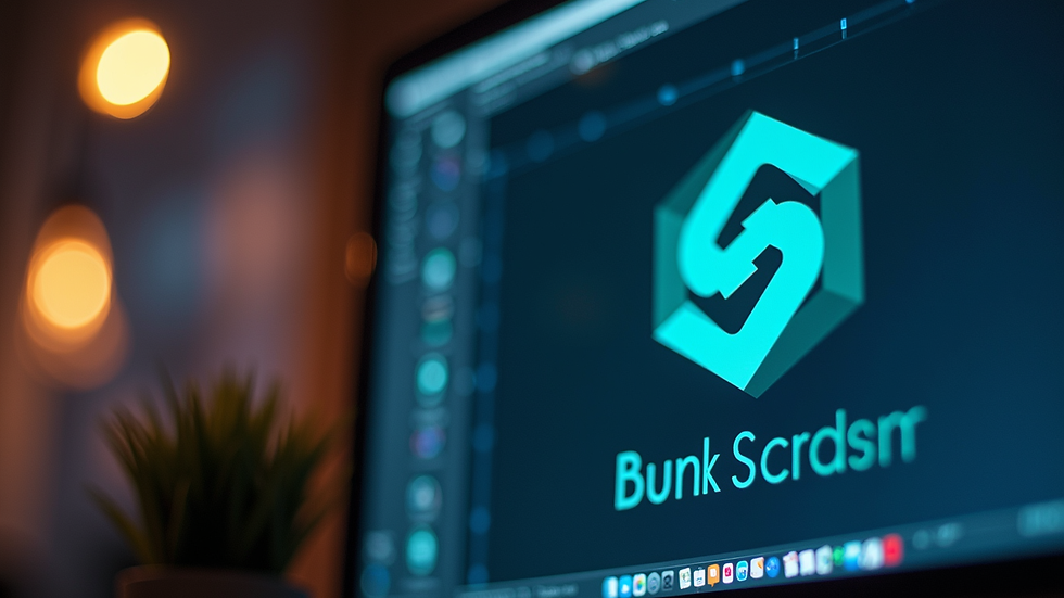 Close-up view of a computer screen displaying logo design software