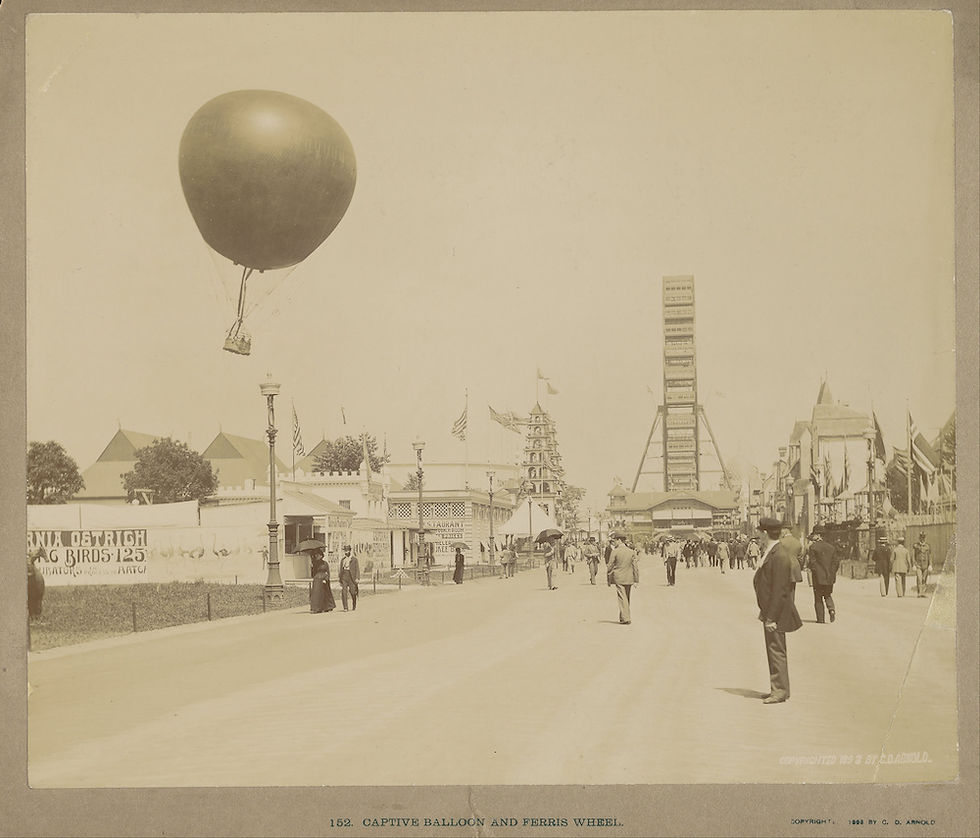 balloon, Ferris wheel, and Midway strip