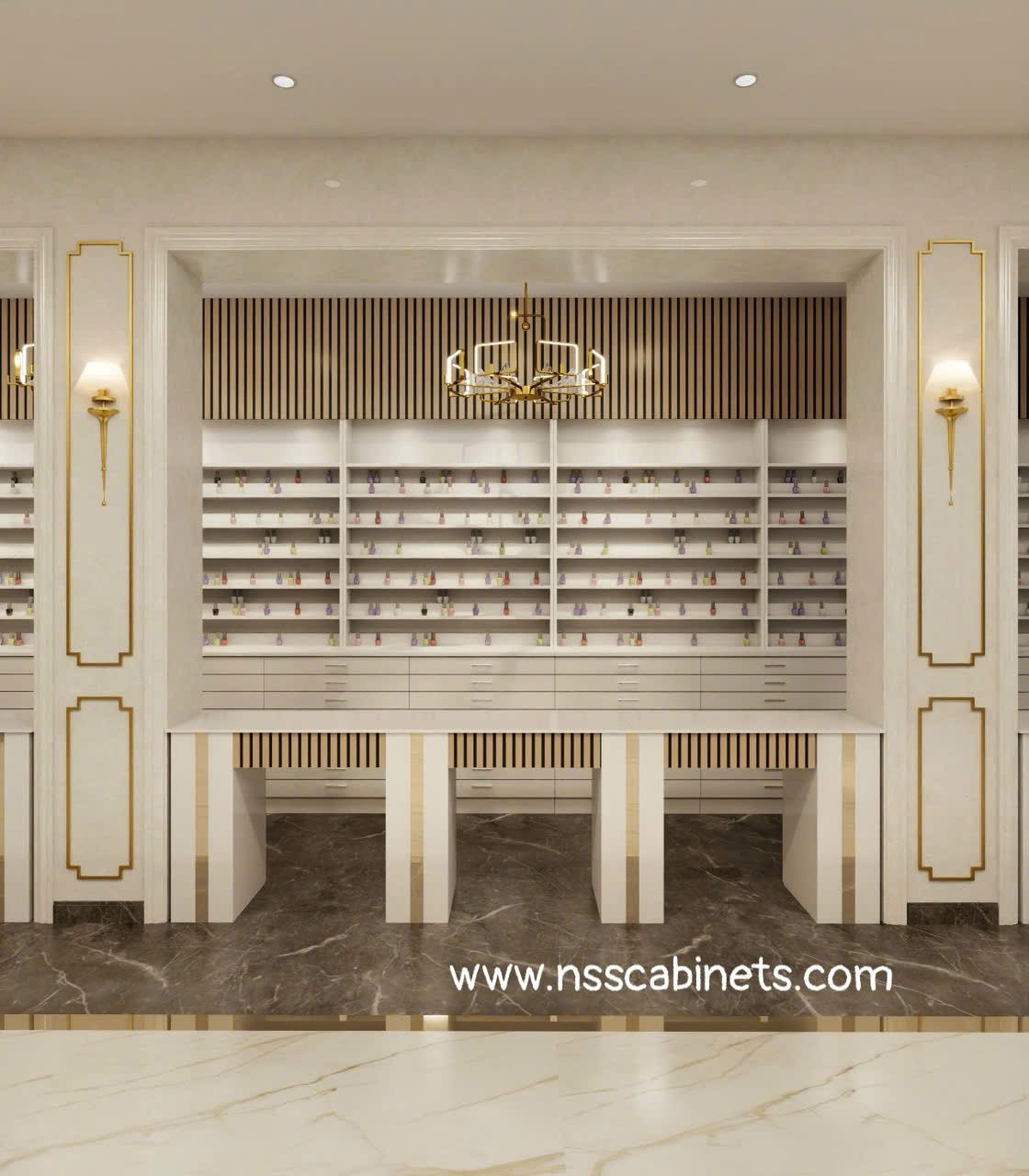 3 Seat AP Goldem Strip Nail Table