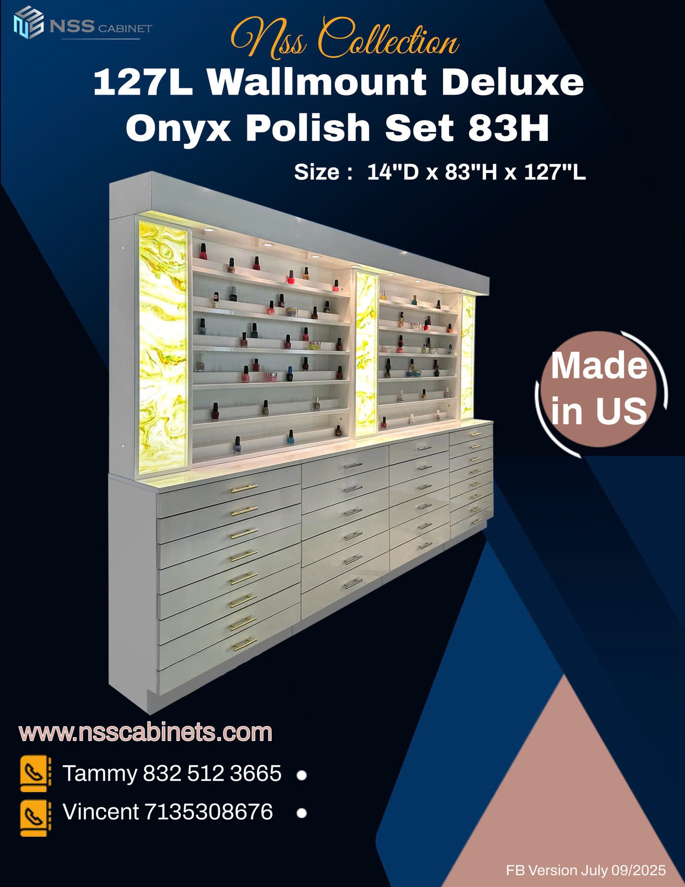 127L Wallmount Deluxe Onyx Polish Set 83H $490/feet