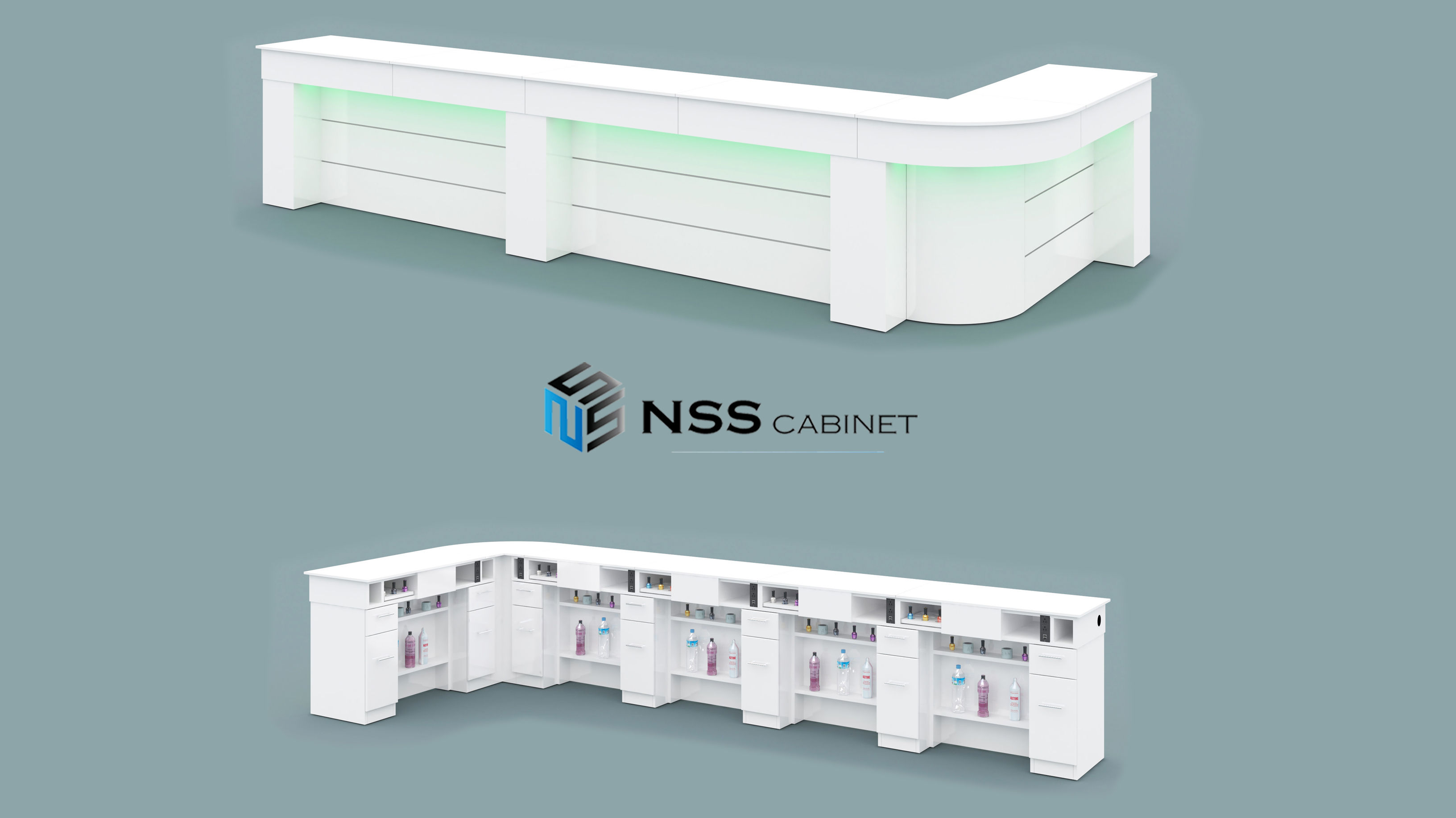 5 Seat L Shape Nail Bar Table