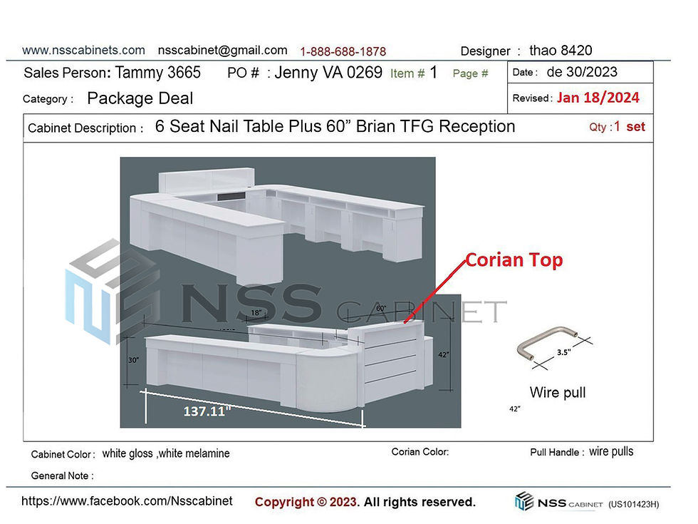 Thumbnail: 6 Seat Nail Bar Plus 60” Brian Reception