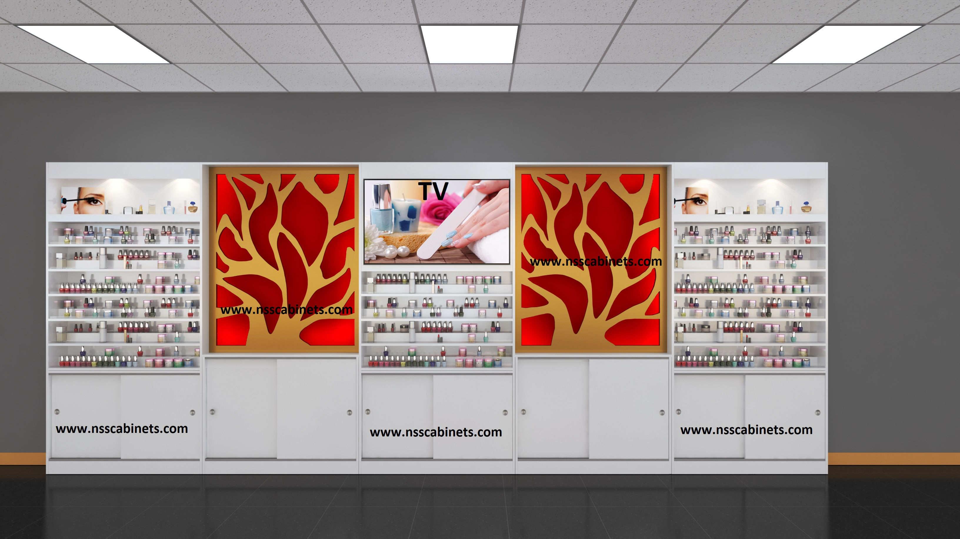 Wallmount TV Nail Polish or Dip Wall Cabinet 7D95H240L