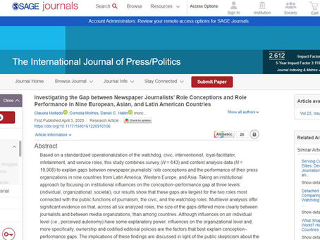 First honourable mention for the Wolfgang Donsbach Outstanding Journal Article of the Year Award