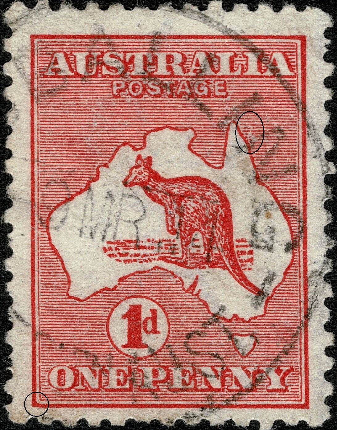Kangaroo 1d Red - Die 1 Position BL48 Second State.