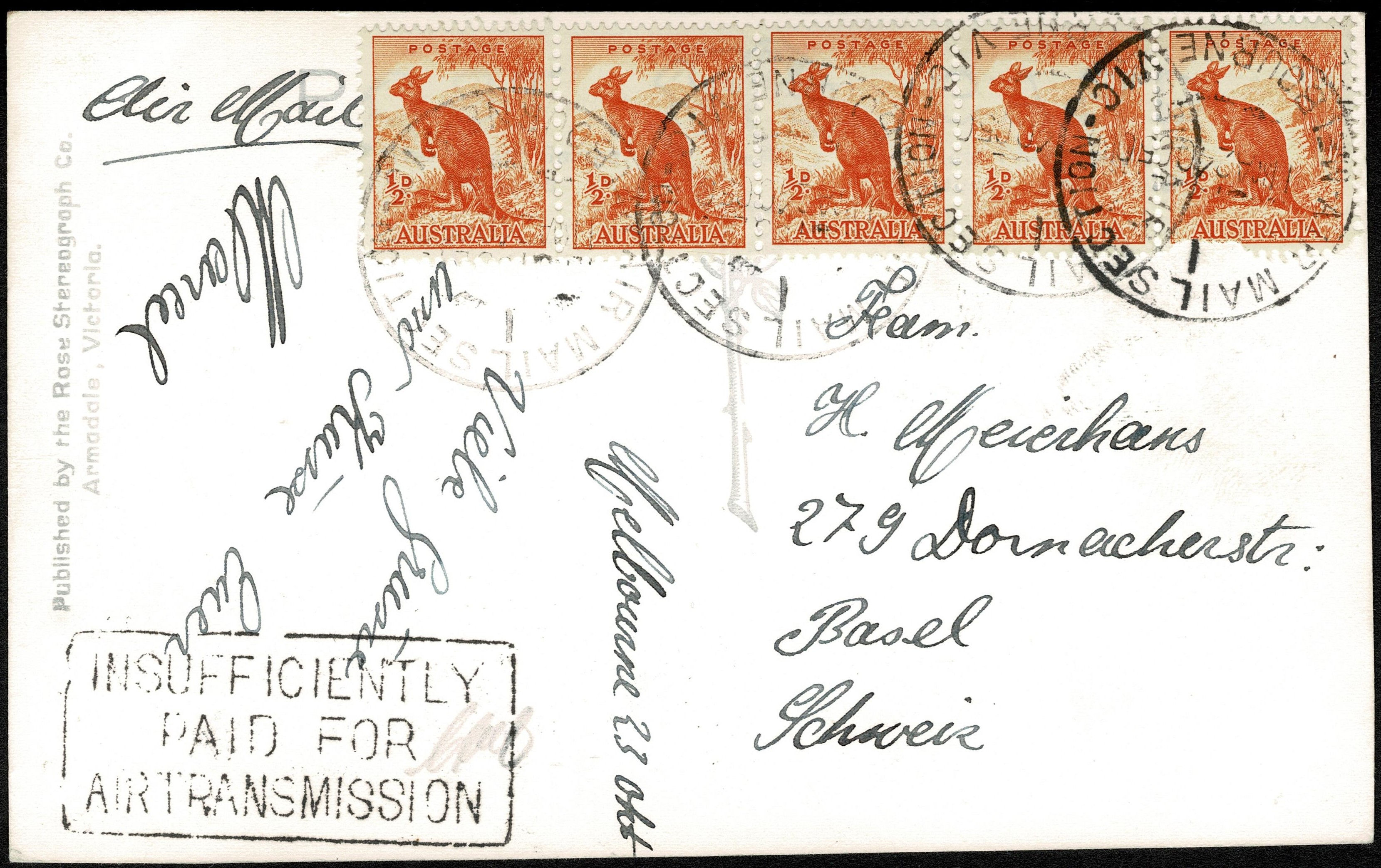 1950 Insufficiently Paid for Air Transmission Melbourne.