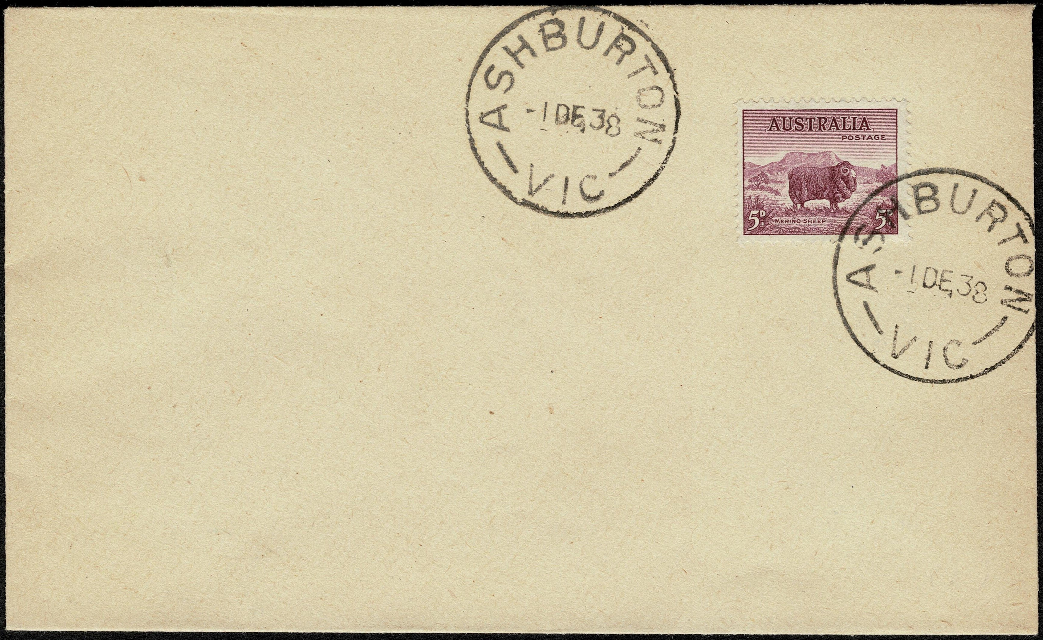 1938 Australian Zoological 5d Ram FDC Unaddressed.
