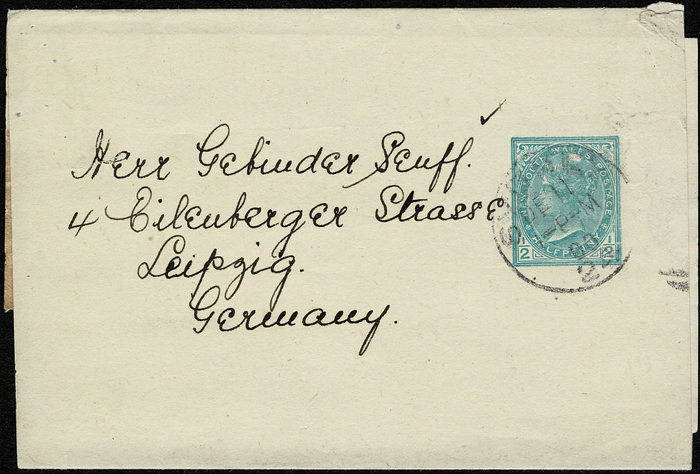Thumbnail: NSW ½d QV Newspaper Wrapper to Leipzeg Germany