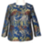 Short Helen Heart Brocade Silk Jacket in Blue 
