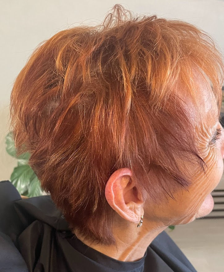short razor edgy short hair fine hair red