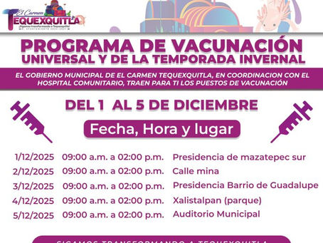 INICIA JORNADA DE VACUNACIÓN DE CINCO DÍAS EN EL CARMEN TEQUEXQUITLA