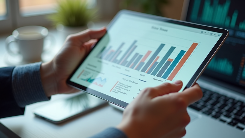 Close-up of a business presentation chart on a tablet