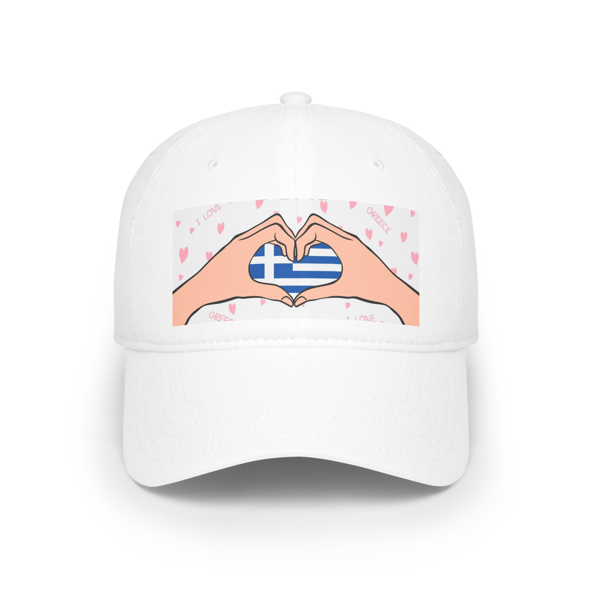 I Love Greece Low Profile Baseball Cap