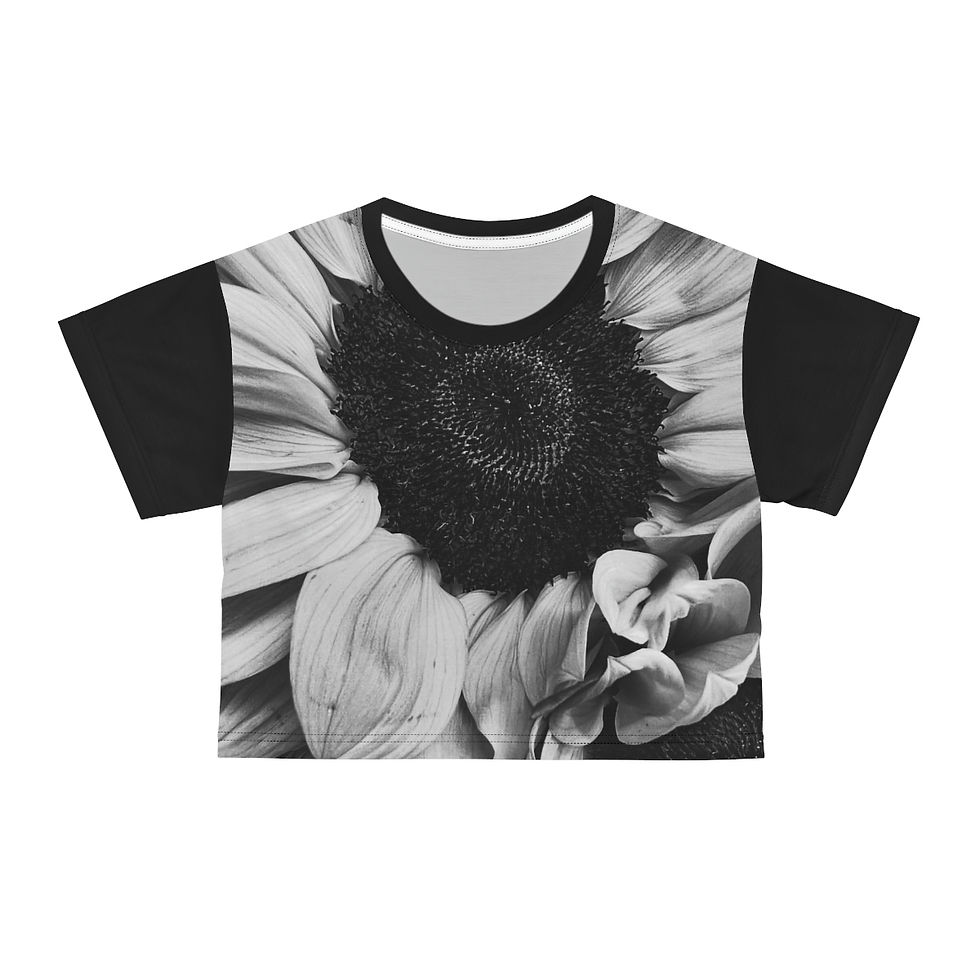 Thumbnail: Black and White Sunflower Crop Tee