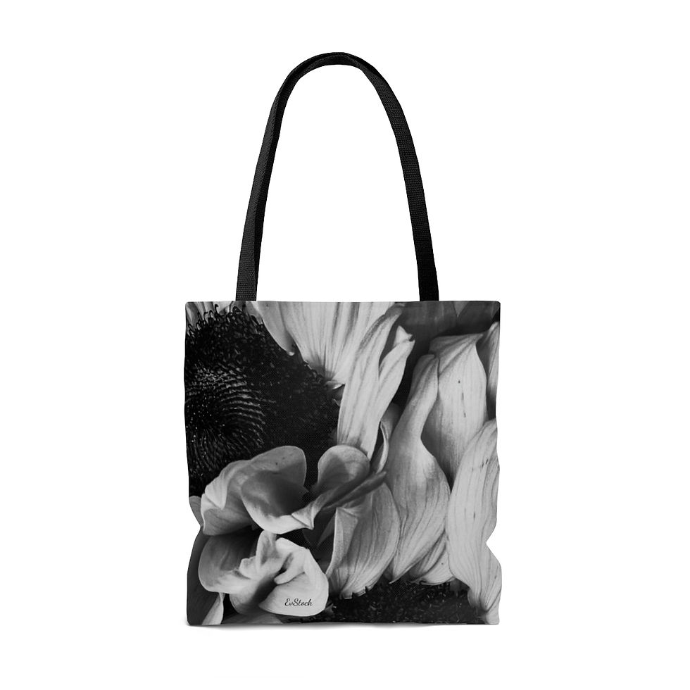 Thumbnail: Black and White Sunflower Tote Bag 