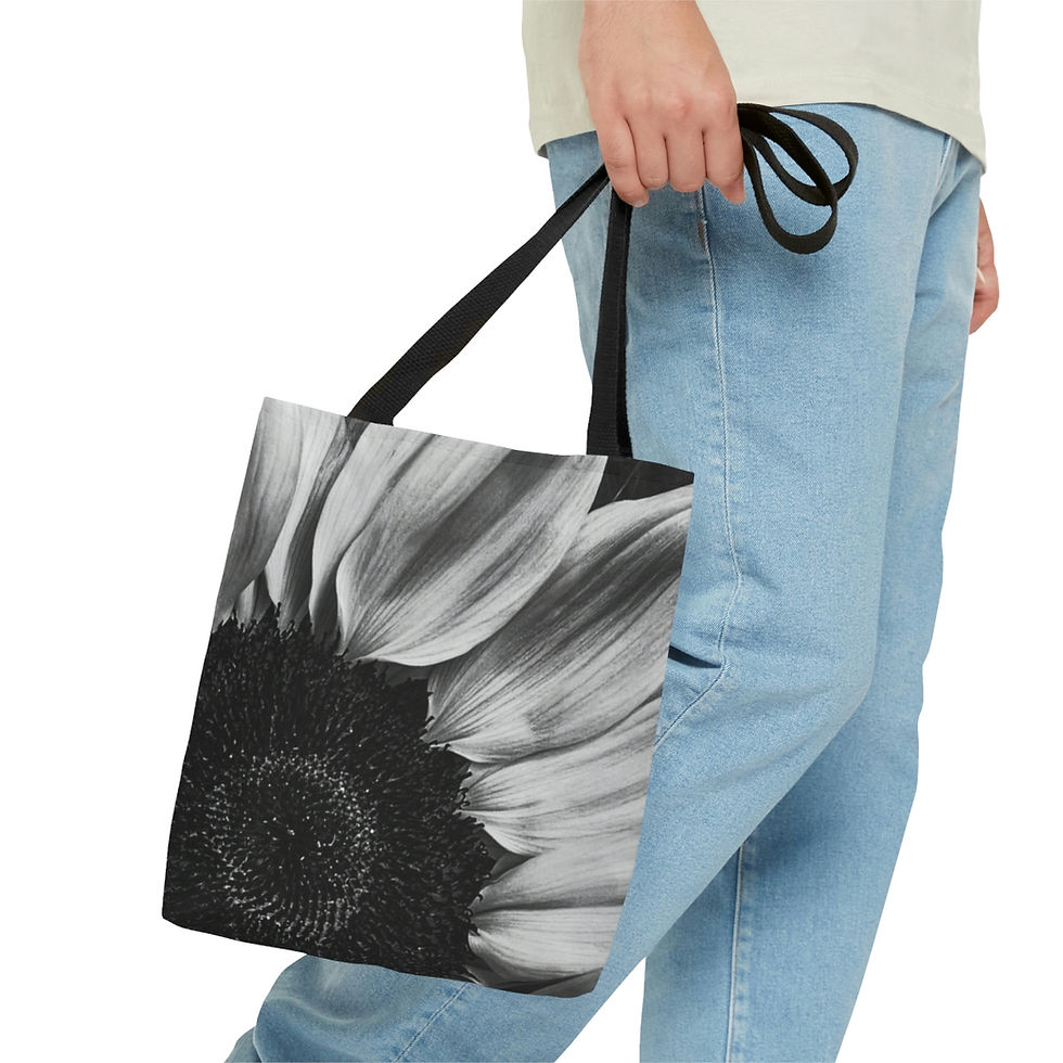 Thumbnail: Black and White Sunflower Tote Bag 