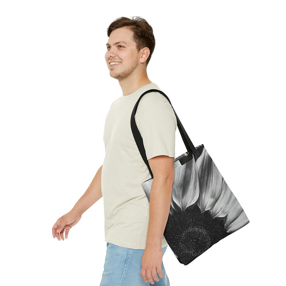 Thumbnail: Black and White Sunflower Tote Bag 