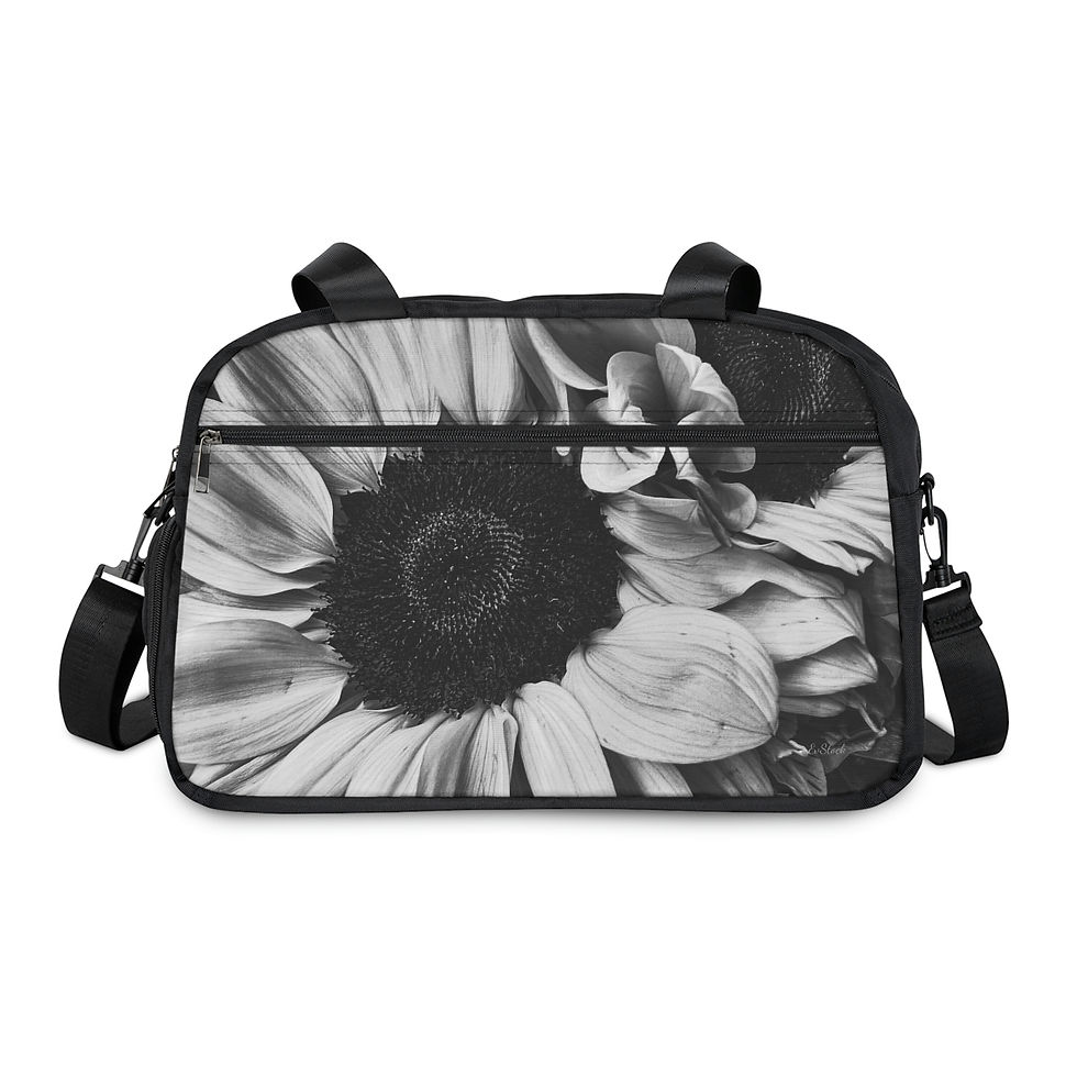 Thumbnail: Black and White Sunflower Fitness Handbag