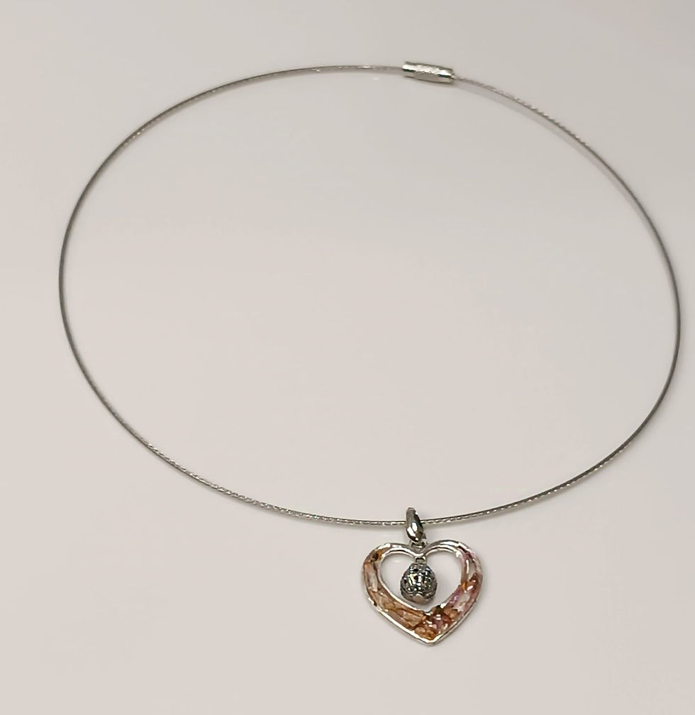 tour de cou cœur fleurs séchées argenté lesbijouxdisalaboare