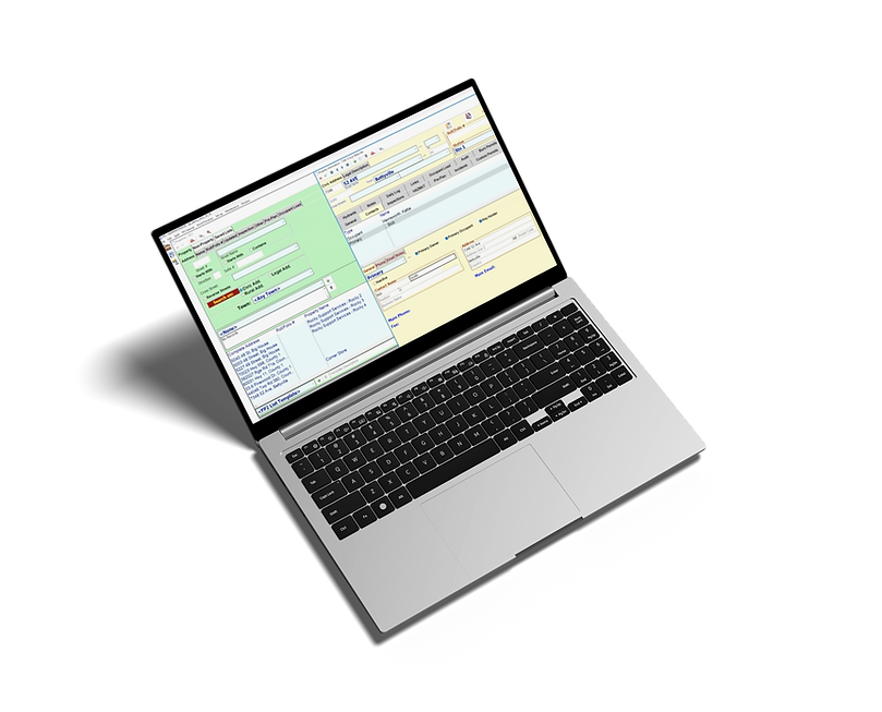 Laptop showing Univerus FirePro Property Records software.