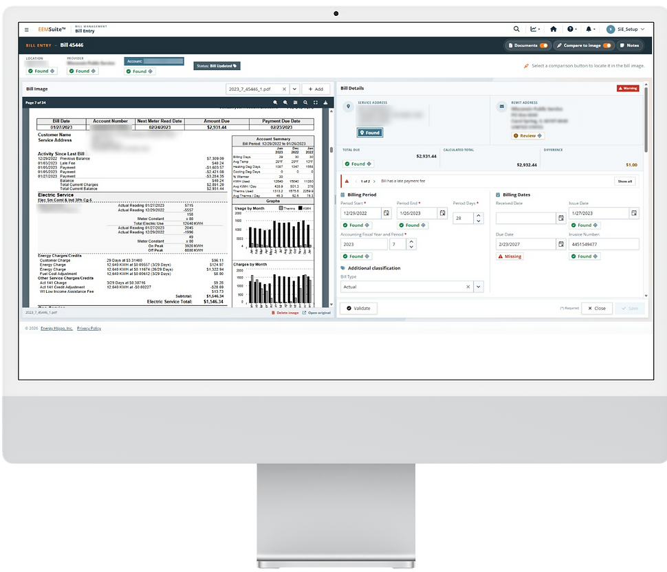 Bill Entry Univerus Energy Intelligence