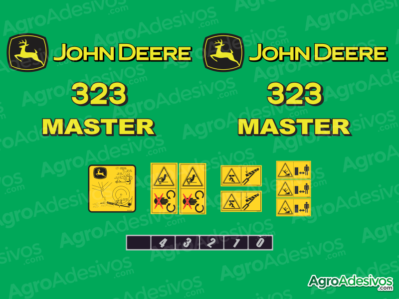 adesivos decalques plataforma 323 master john deere