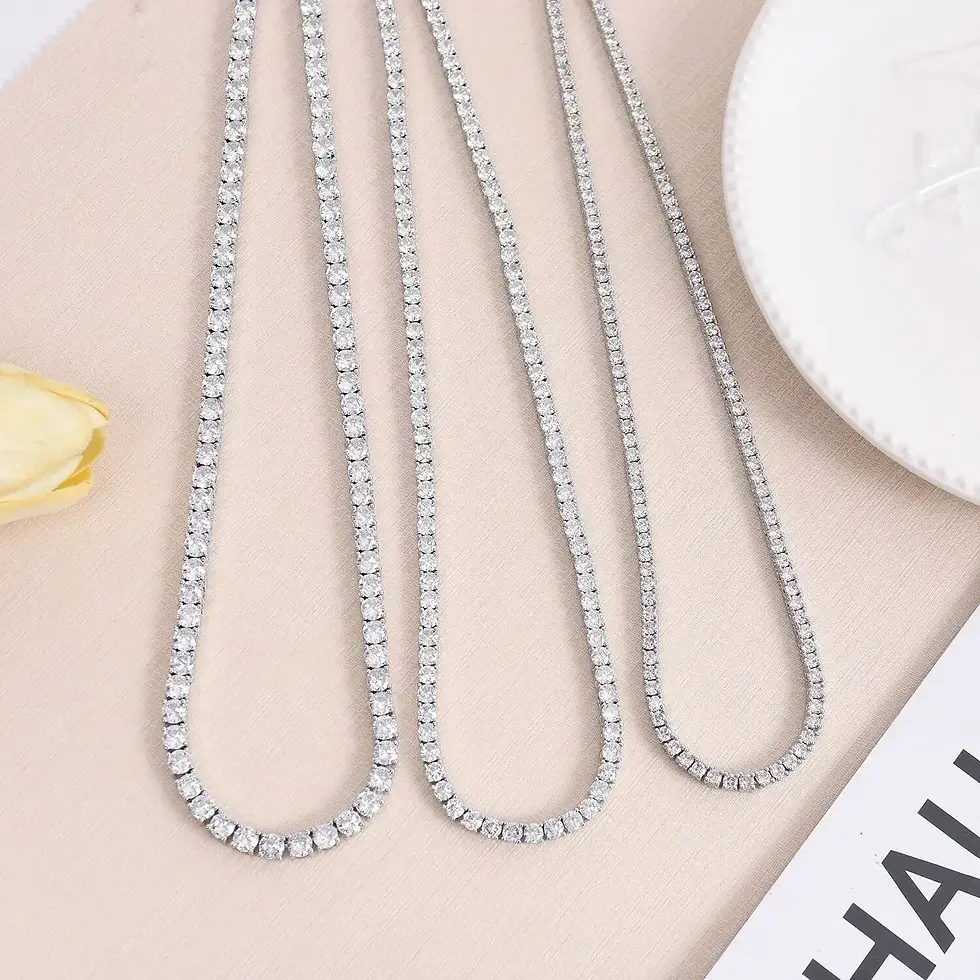 Thumbnail: 925Sterling Silver Necklace Zircon Chain Necklace Women Fashion Simple Engagemen
