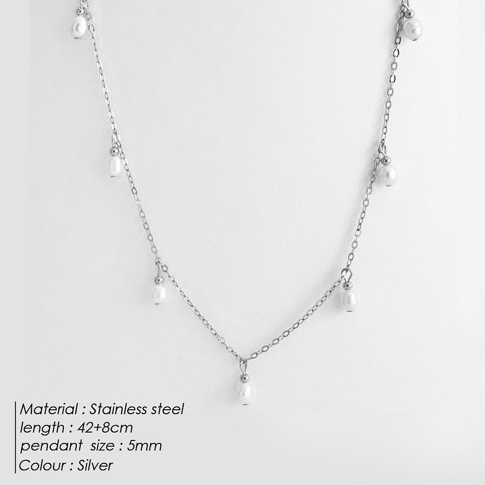 Thumbnail: eManco Elegant Stainless Steel Women's Luxury Multiple Small Pearl Dangle Neckla