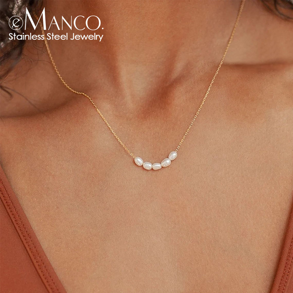 eManco Hot Simple 5 Create Pearls Choker Necklaces Wedding Bride Jewelry Women's