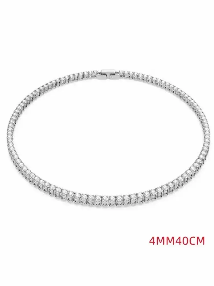 Thumbnail: 925Sterling Silver Necklace Zircon Chain Necklace Women Fashion Simple Engagemen