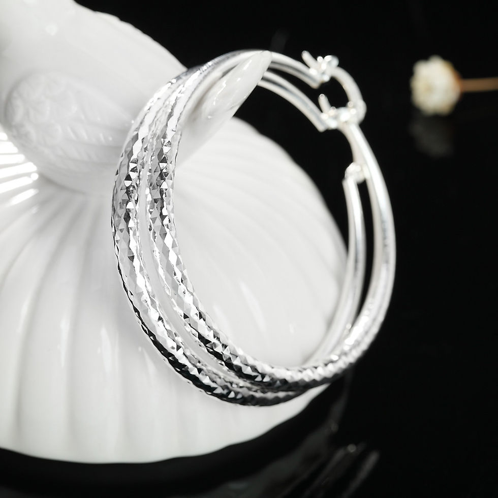 Thumbnail: Charms fine 925 Sterling Silver 5CM circle hoop Earrings for Women fashion Prett
