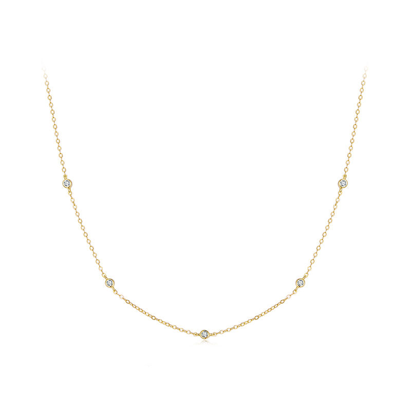 Thumbnail: WOSTU Mossanite Station Wedding Chain Necklace For Women, 925 Sterling Silver 18