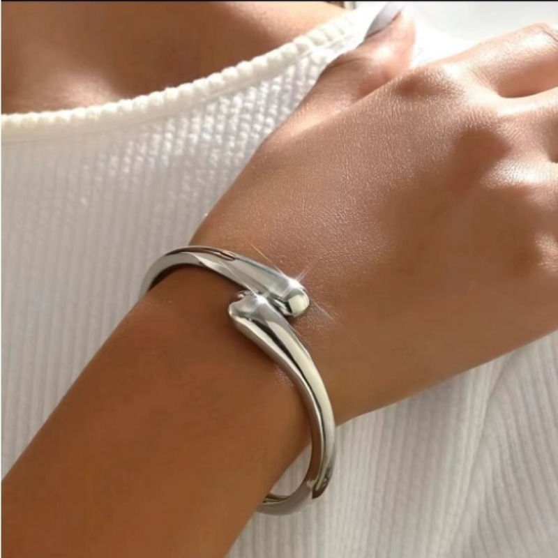 Thumbnail: Stainless Steel Irregular Bangle for Women Gold and Silver Color Chunky Waterdro