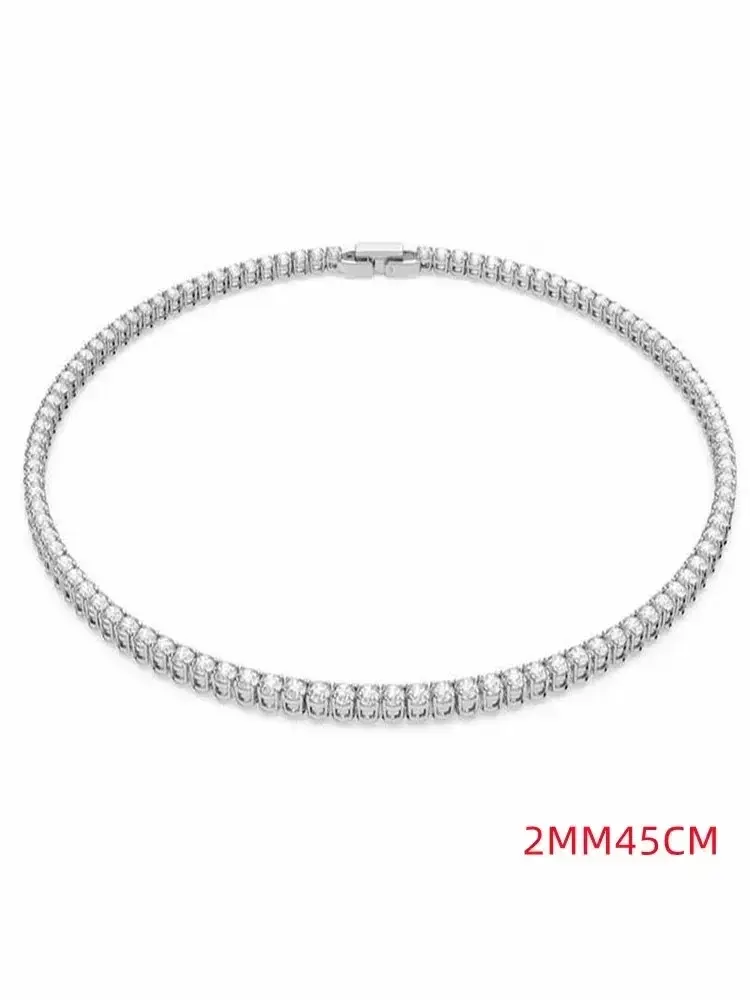 Thumbnail: 925Sterling Silver Necklace Zircon Chain Necklace Women Fashion Simple Engagemen