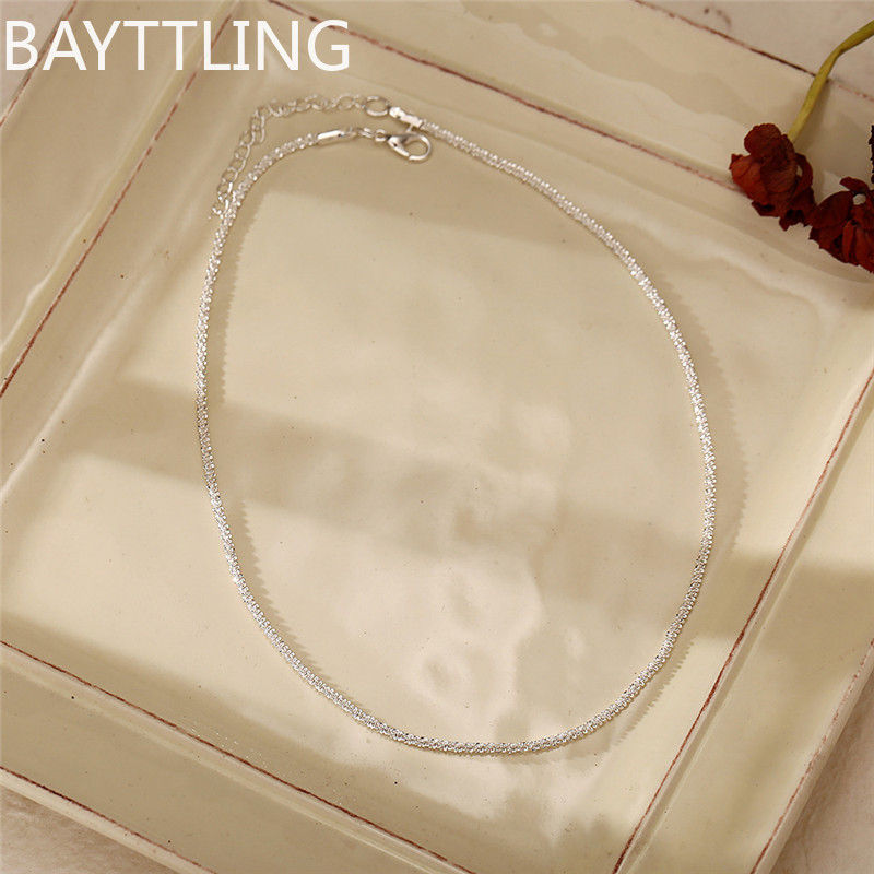 Thumbnail: Authentic S925 Sterling Silver Necklace 2mm Shiny Clavicle, Sweater Chain, High-