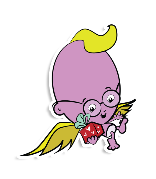 Cupid with Present Vinyl Sticker