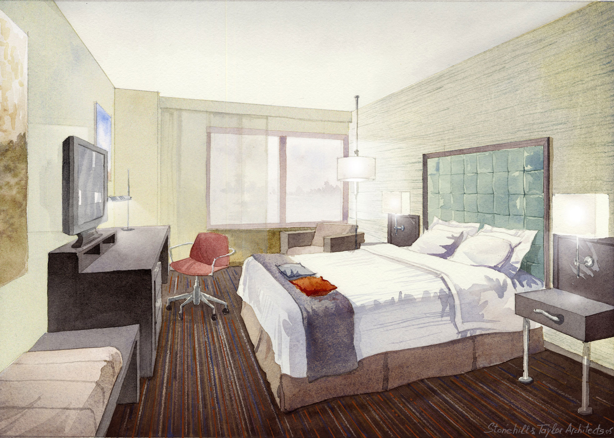 Westin Hotel, model room, New York