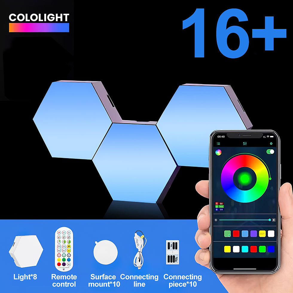 Thumbnail: RGB LED Hexagon Light Bluetooth Honeycomb Wall Lamp Remote Control Night Light f