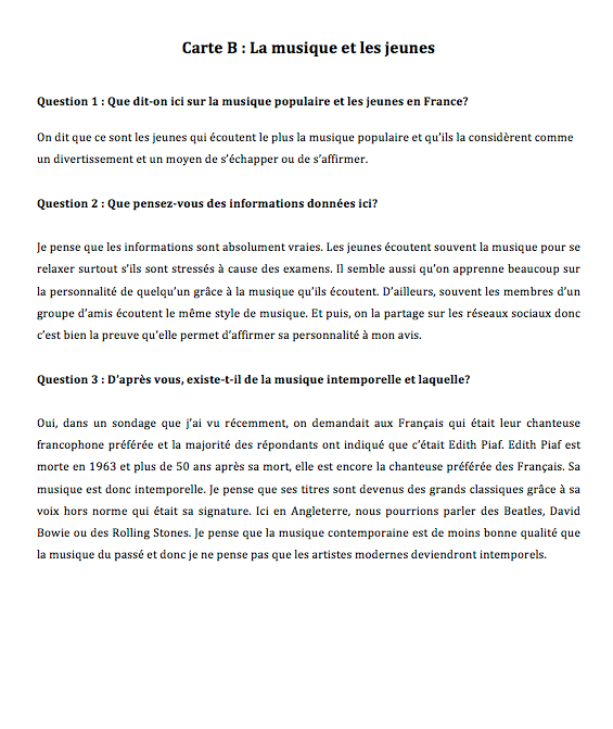 Thumbnail: La musique francophone contemporaine-Stimulus Cards/ Model Answers and Au