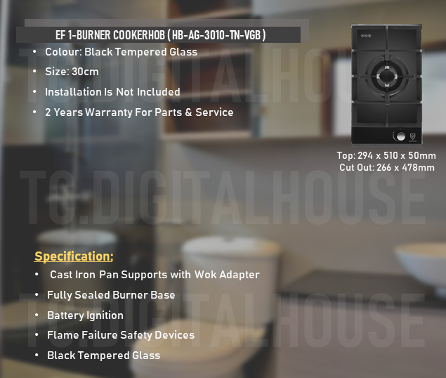 Thumbnail: EF 30cm 1 Burner HB-AG-3010-TN-VGB Cookerhob