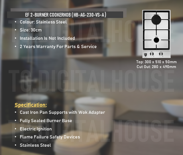 Thumbnail: EF 30cm 2-Burner HB-AG-230-VS-A Cookerhob