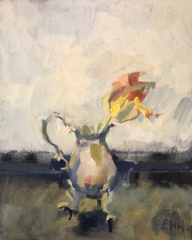 Silver Jug with Yellow Tulip 2021
Oil on board, 24 x 30cm
£695