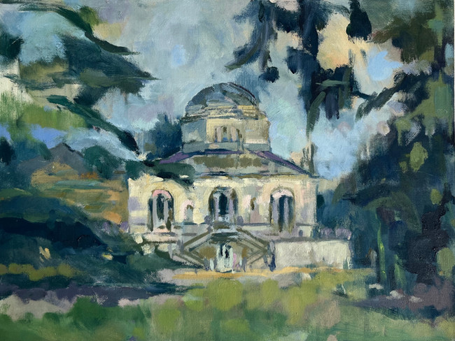 A painting of Chiswick House in summer