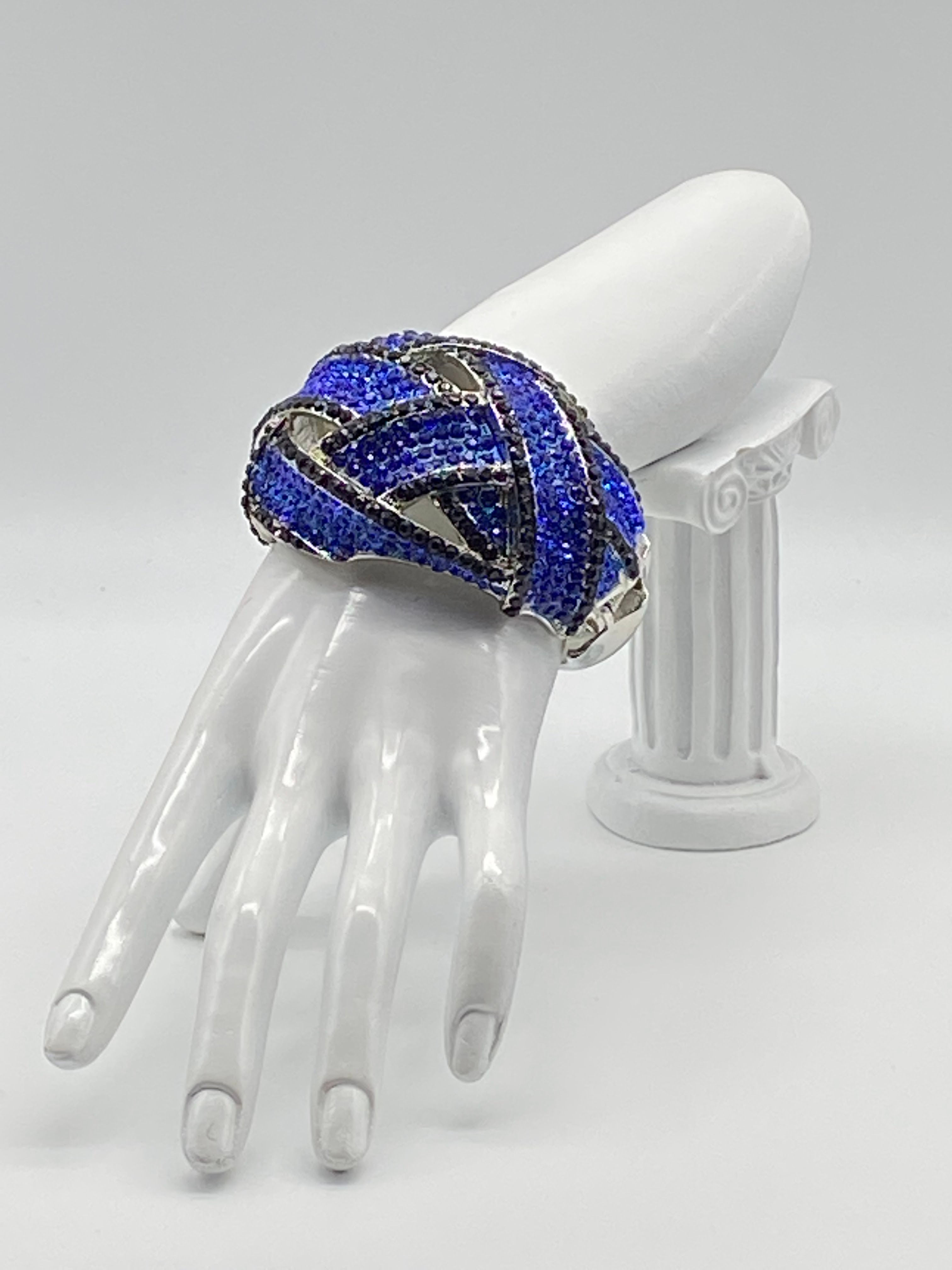 Fashion Blue and Black Crystal Hinge Bracelet