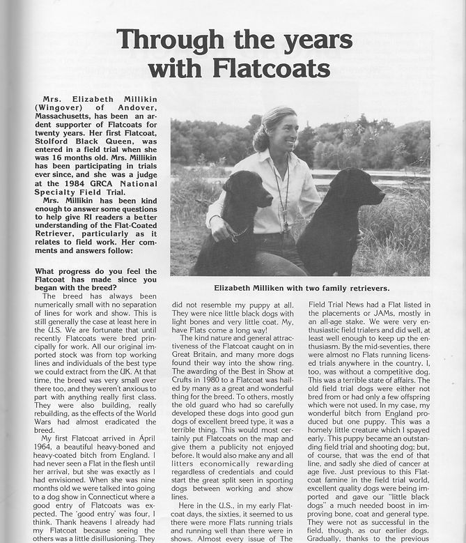 First Page of Wingover Flat Coated Retriever Interview, 1984