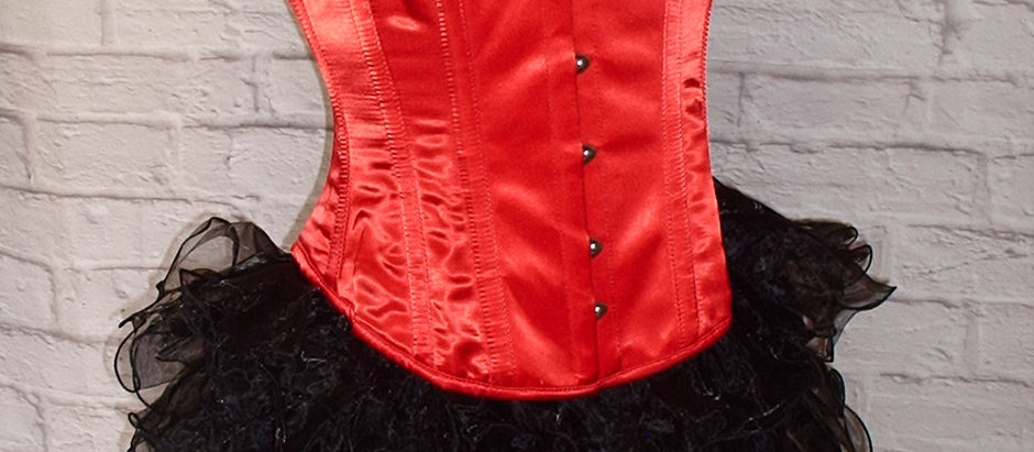 ORCHARD CORSETS BLOOD RED UNDERBUST VICTORIAN STYLE LACE UP CORSET SIZE 28 IN 14 to 16