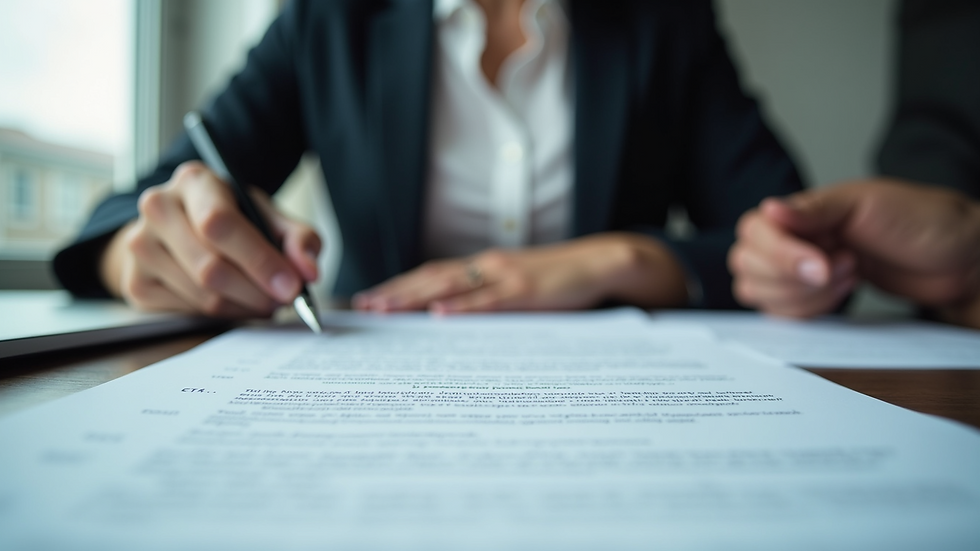 Close-up view of a recruitment consultant reviewing resumes