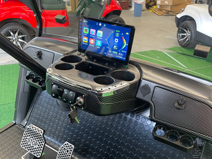 Custom dash, 10" digital touch screen, locking glove boxes, USB charging ports, fold down windshield.